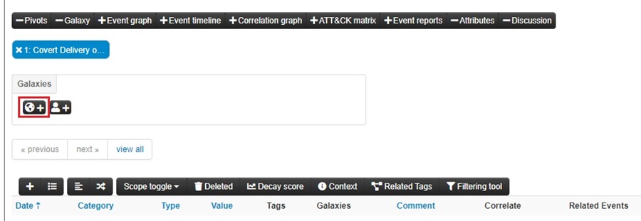 Adding a New Cluster to a MISP Event