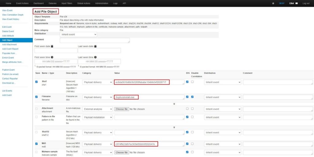 Filling Out the File Object Form