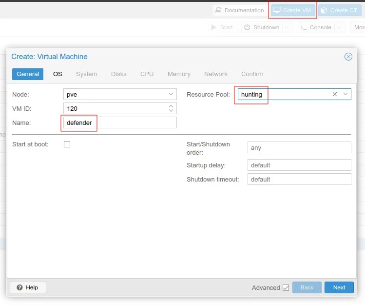 Adding Defender Machine to Hunting Proxmox Resource Pool