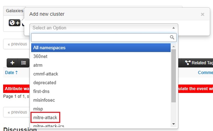 Adding the MITRE ATT&CK Cluster to an Event