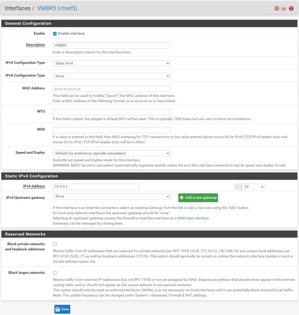 Adding Proxmox Bridge as pfSense Interface