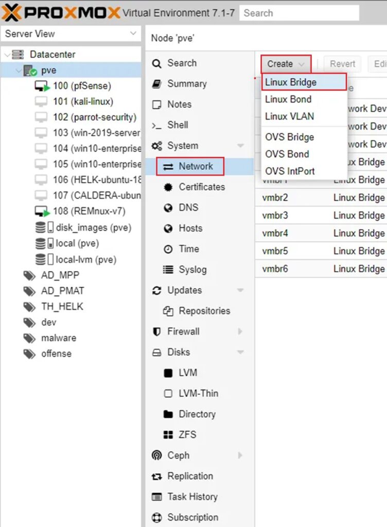 Creating a Linux Bridge in Proxmox