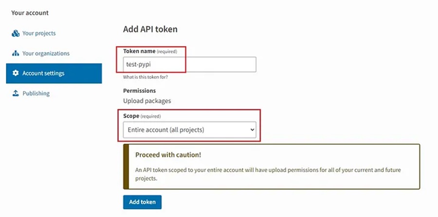 Creating PyPi API Token