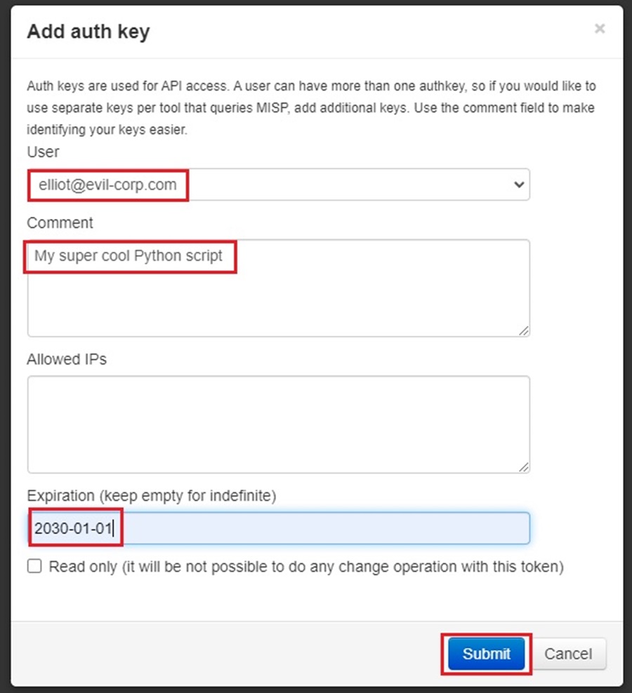 Creating API Authentication Key