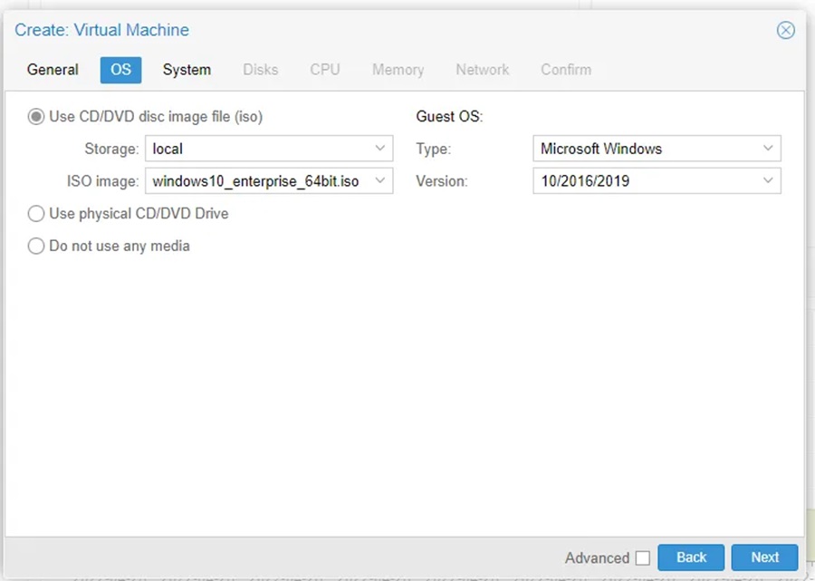 Creating Windows Virtual Machine in Proxmox