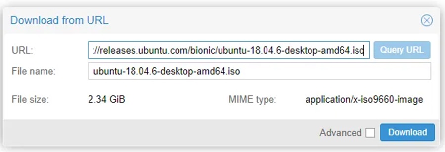 Download From URL Menu in Proxmox