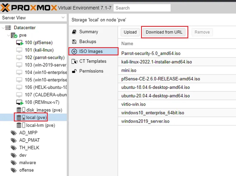 Download ISO From URL Option in Proxmox