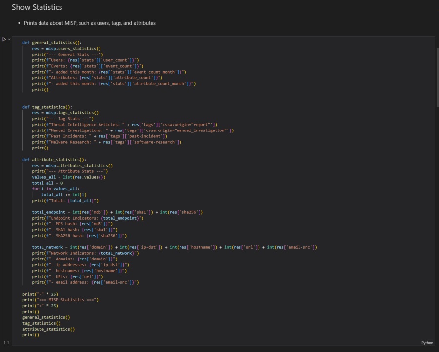 Getting MISP Statistics using Jupyter Notebook