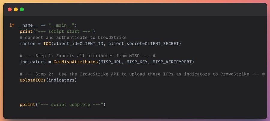 MISP to CrowdStrike Script Main Function