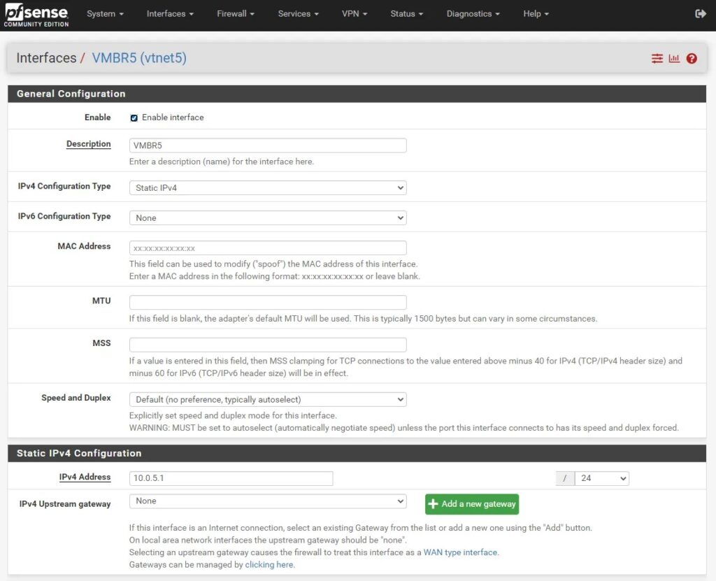 pfSense Malware Analysis Network Interface