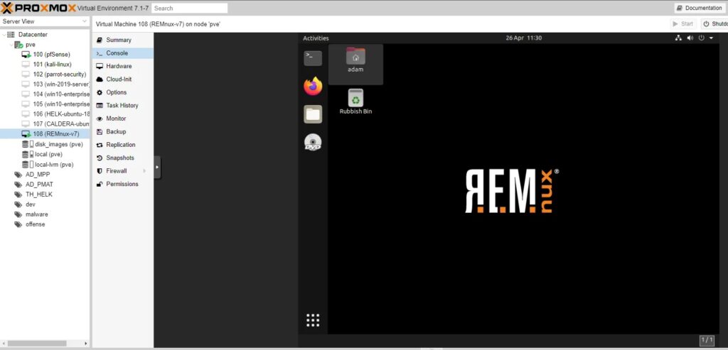 REMnux Installed in Proxmox