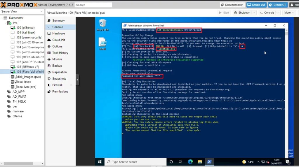 Running Flare-VM PowerShell Installation Script