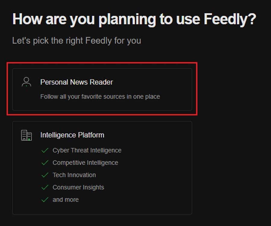 Selecting Using Feedly as a Personal News Reader