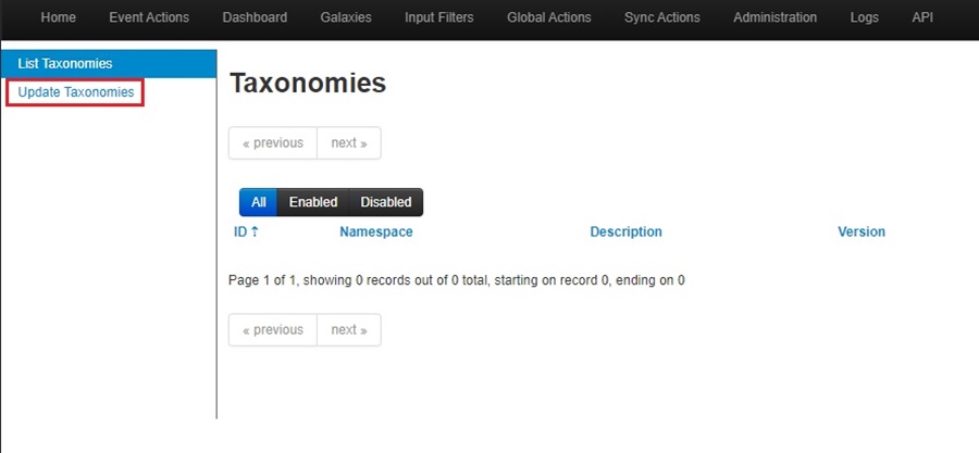 Updating MISP Taxonomies 