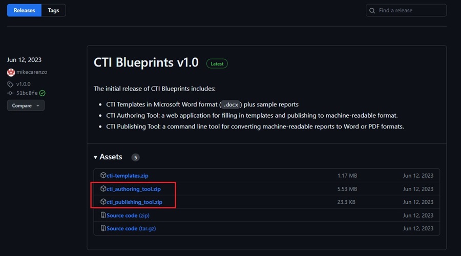 CTI Blueprint GitHub Releases Page