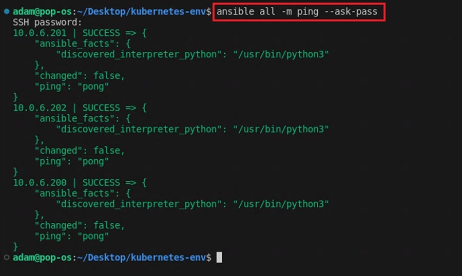 Running Ansible Ping Command