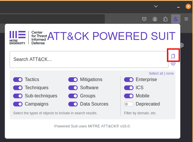 ATT&CK Powered Suit View Bookmarks Button