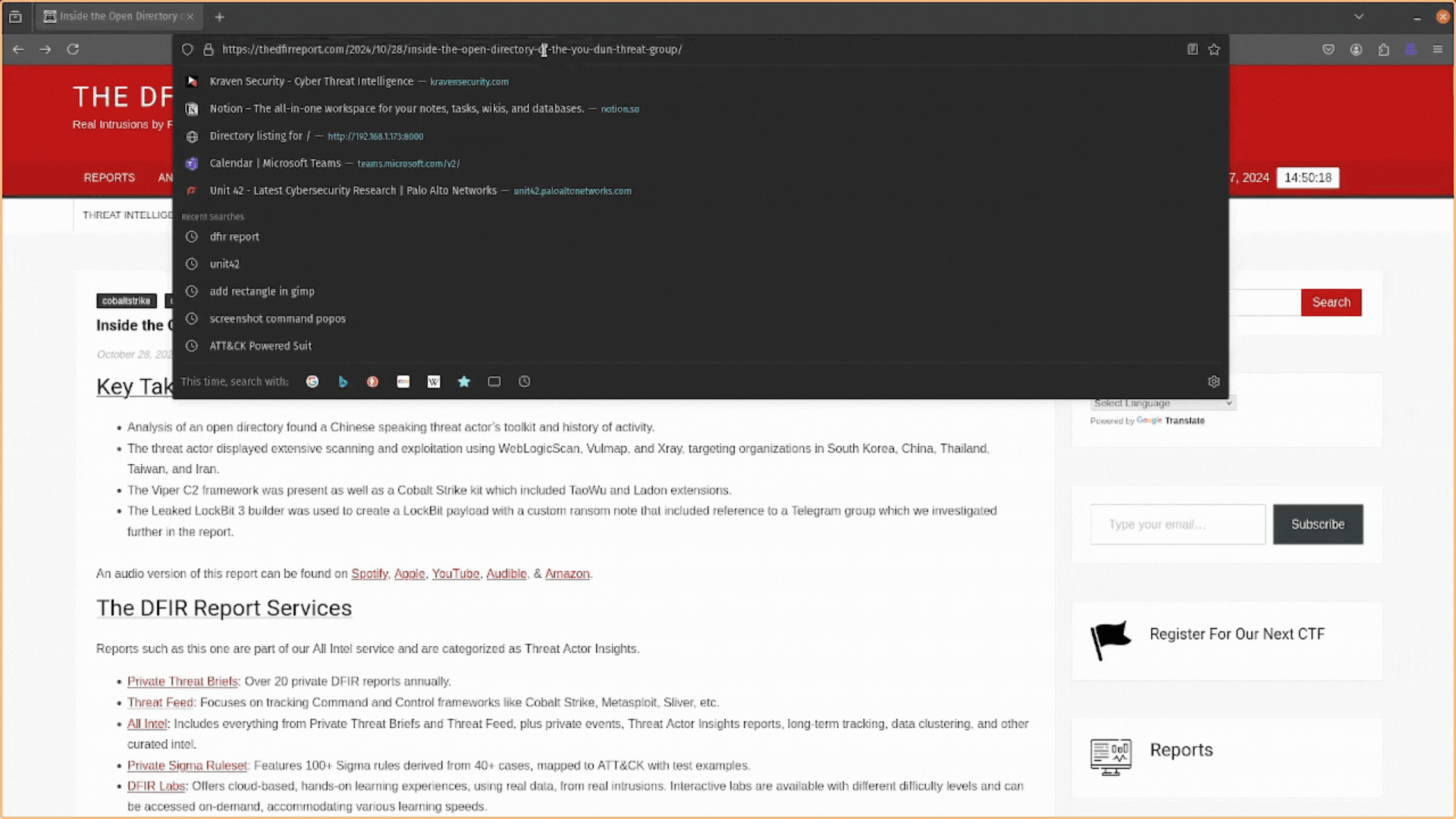 Using the ATT&CK Powered Suit Omnibar Support