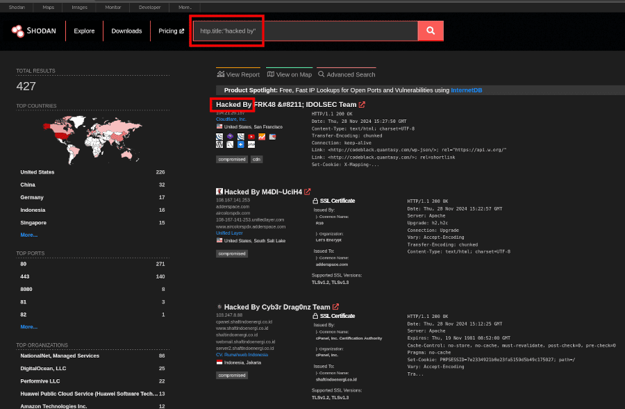 Searching for HTTP Title in Shodan