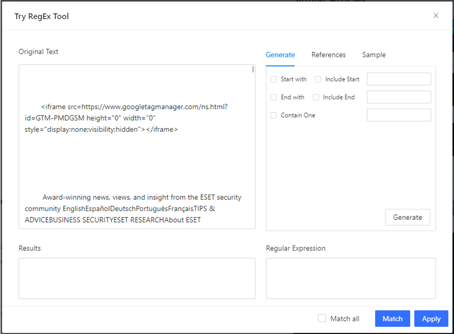 RegEx Tool in Octoparse