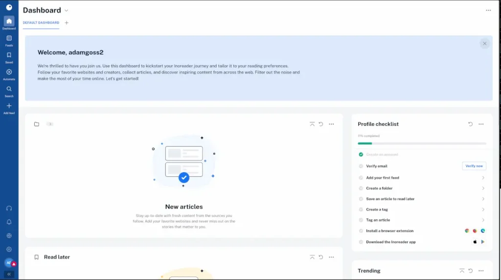 Inoreader Dashboard