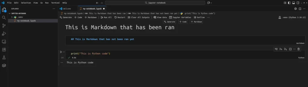 Markdown and Python Cells in Jupyter Notebook