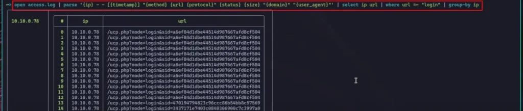Nushell Apache Access Login Page Filter